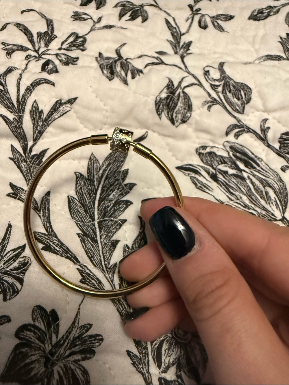 Pandora Gold Hoop Bracelet with Sparkling Clasp